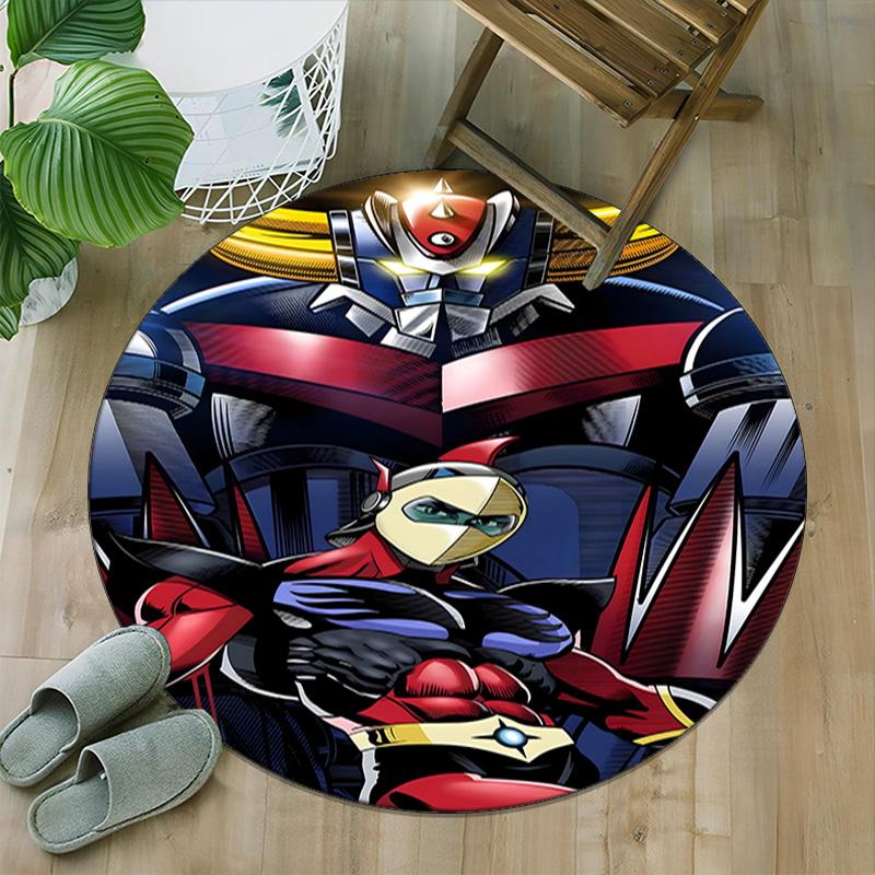 1pc UFO Robot Grendizer7 Print Round Carpet Chair Round Carpet Suitable for Bedroom Living Room Home Decorative Carpet