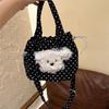 Korean Cute Black Polka Dot Puppy Crossbody Bag Women Cartoon Canvas Handbag Ladies Harajuku Sweet Large Capacity Shoulder Bags
