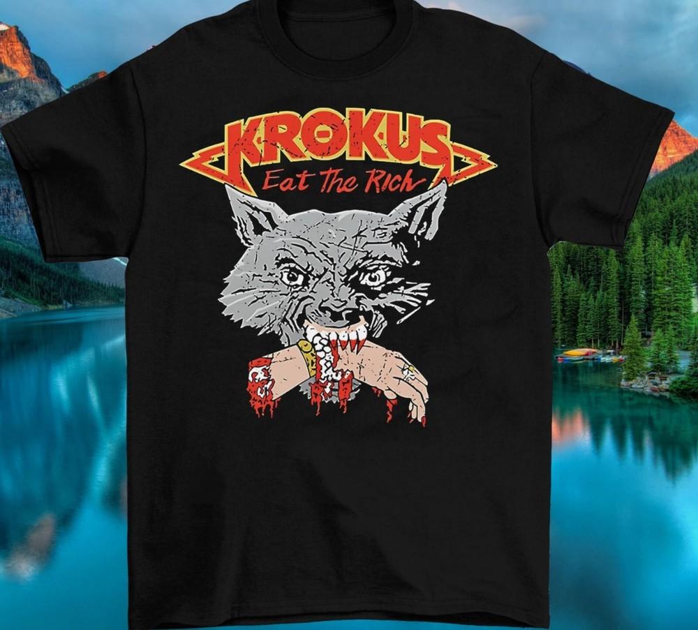 New KROKUS Band Eat The Rich Cotton Black Full Size Unisex Tee Shirt