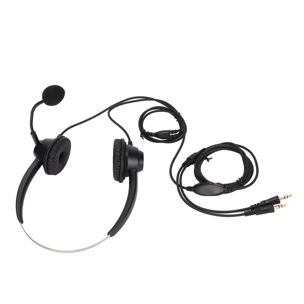 Phone Headset Dual 3.5mm Plug Binaural Adjustable Volume Wired Customer Service Headphone with Mic for PC Business