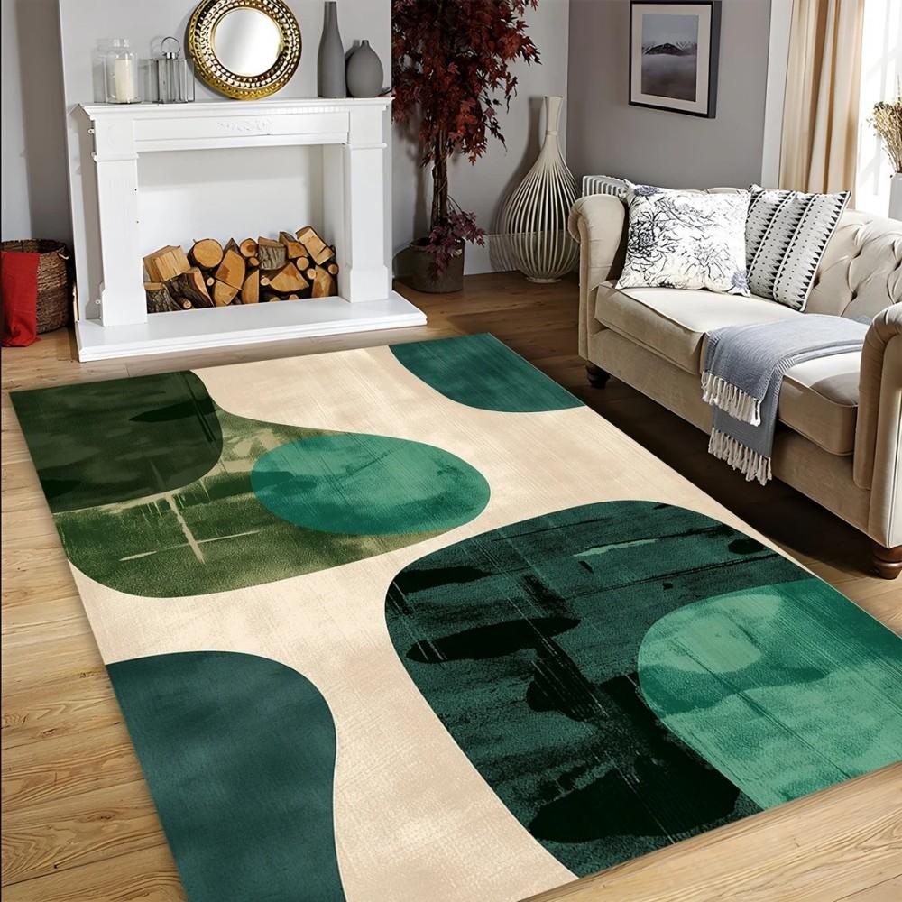 Mid Century Modern Geometric Rug Washable Area Rugs Bathroom Rugs Non Slip Soft Indoor Carpet for Office Kitchen Entrance Mat