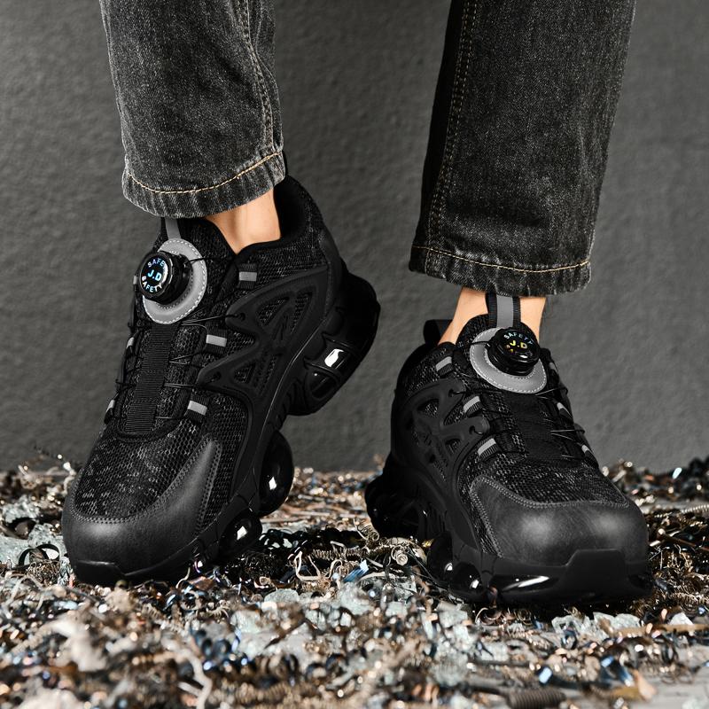 Anti-slip Safety Shoes Men Rotary Button Safety Shoes for Men Work Shoes Anti-smash Men's Sports Shoes Safety Pro