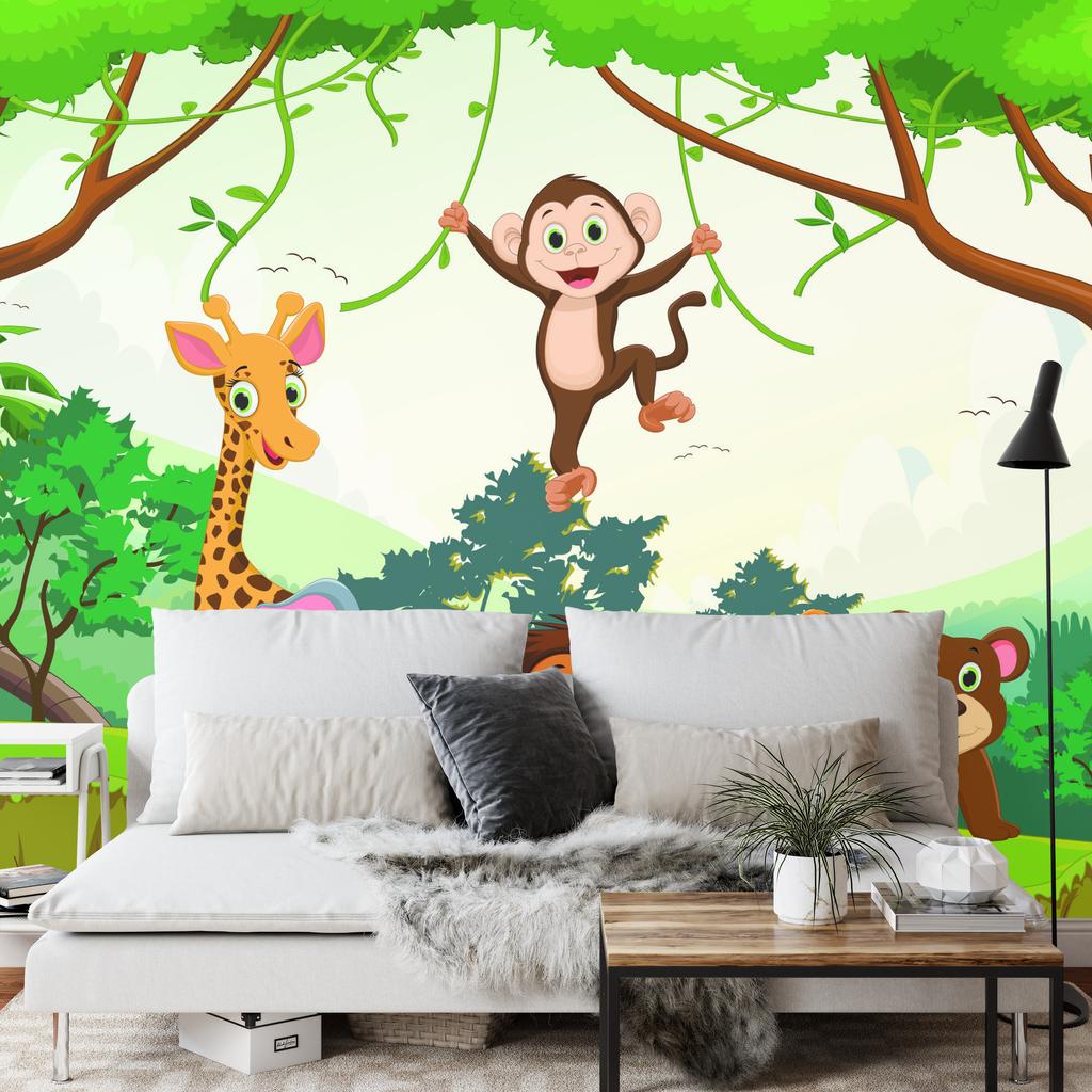 Photomural Happy Animals In The Jungle Self-Adhesive Mural 254x184