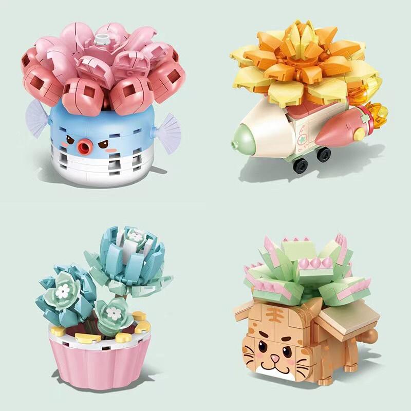 8 Style MOC Creative MINI Flower Pot Plant Building Block City Cherry Tree Decoration Bricks DIY Girls Boys Kids Toys Gifts