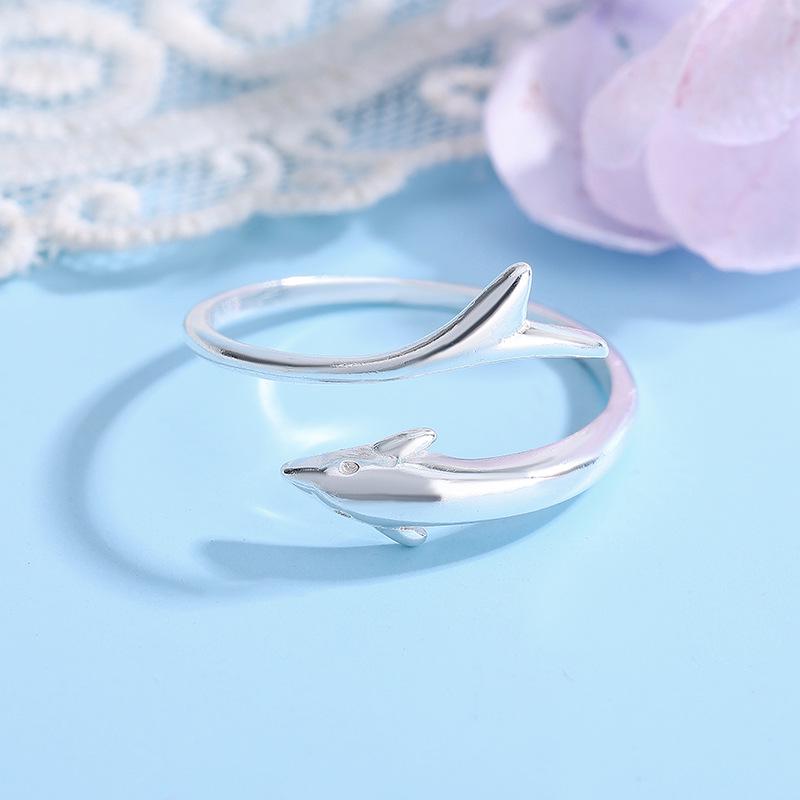Öffnungsbarer kleiner Delfinring im koreanischen Stil - Niedliches & Kreatives Meeresbewohner-Design