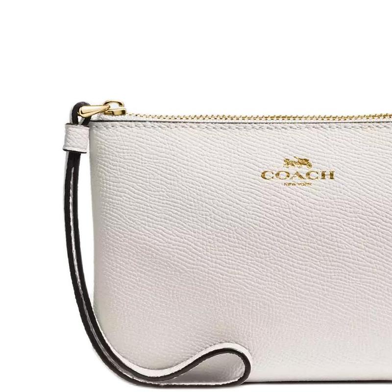 Coach Corner Zip 16 Crossgrain Leather Clutch Wallet Mini Women Wallet White 58032-IMCHK