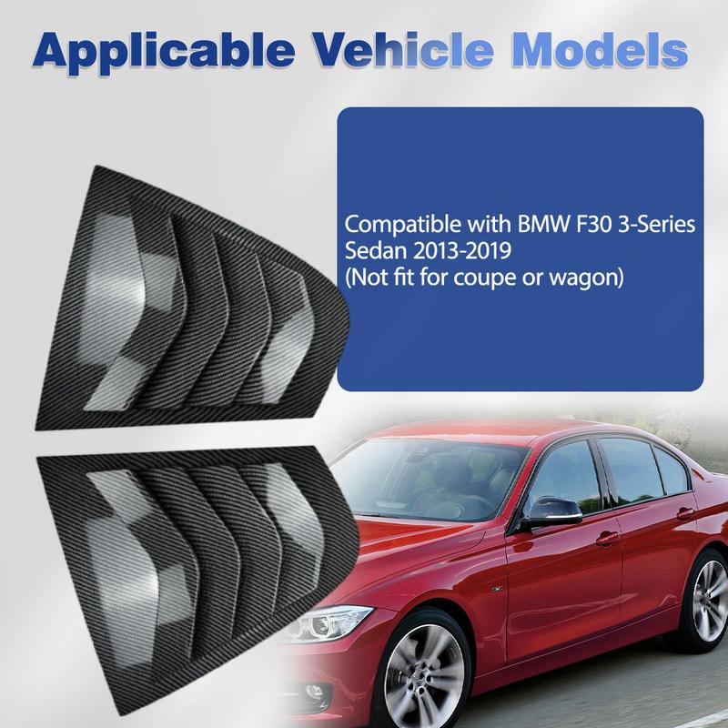 Par de Spoilers de Embellecedor Lateral Trasero para BMW Serie 3 F30 Sedán 2013 2014 2015 2016- Cubierta de Persiana de Ventana Rejillas de Ventilación