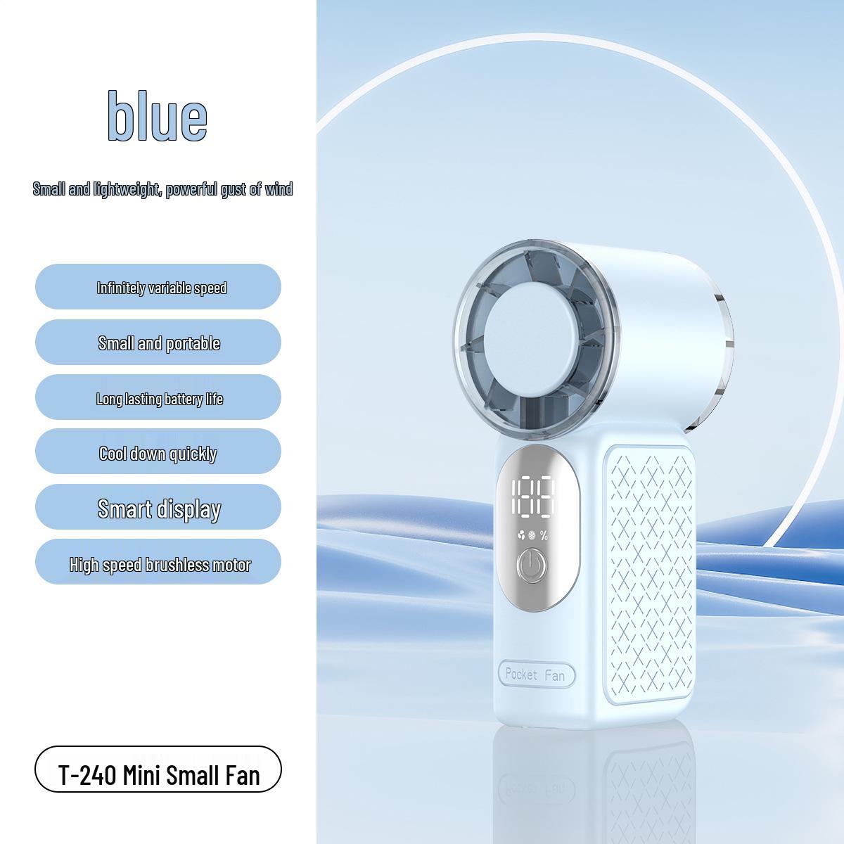 

Southeast Asia T240 Mini USB Fan: Portable, High-Speed, with Digital Display for Outdoor Use 36*60*148 синий