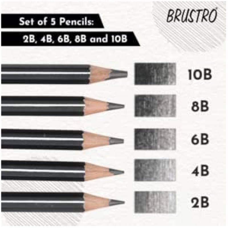 BRUSTRO Artists Graphite Pencil Set | Pre Sharpened, Lightweight, Break-resistant, Ideal for Kids and Adults, Students,