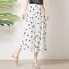 Polka dot printed white silk skirt women's  new loose tendon waist mulberry silk skirt