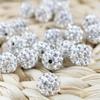 50pcs White 10mm Rhinestone-Encrusted Polymer Clay Beads for DIY Bracelets & Necklace Decorations - Sparkling Round Craft Beads
