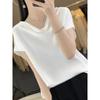 Women's Cowl Neck Satin Short Sleeve Blouse