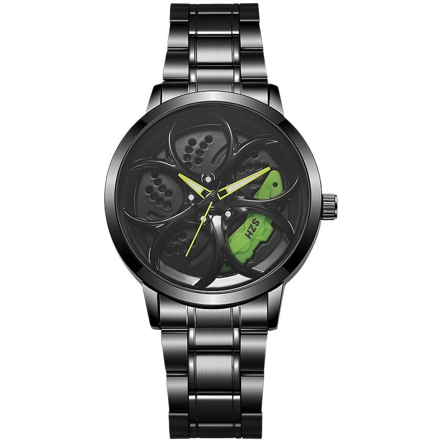 Cool Sports Car Wheel Hub Watch Inner Ring Rotatable Men'S Wheel Quartz Watch Fashion Trendy Men'S Watch