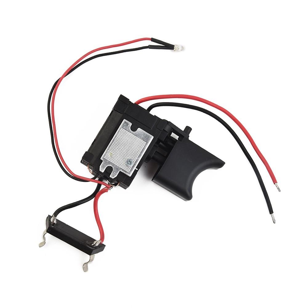 1pc Trigger Switch Electric Cordless 16A 7.2V-24V Push Button With Small Light