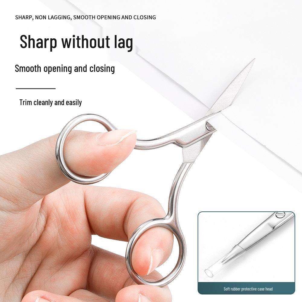 Round-Tip Stainless Steel Scissors Set: Men's Nose Hair Trimmer & Eyebrow Scissors