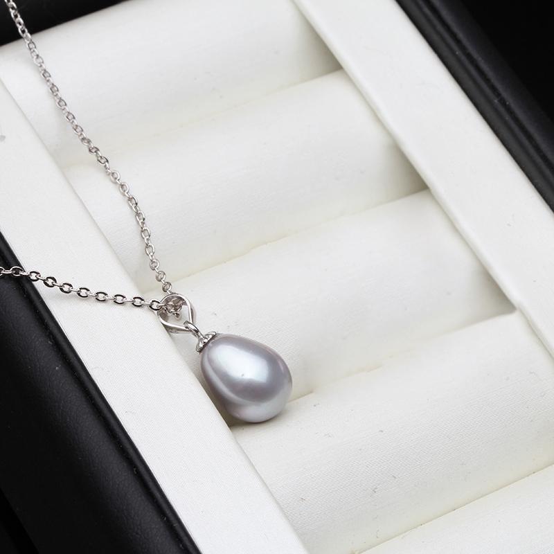 925 Sterling Silver Pearl Pendant Necklace For Women,Real Natural Pearl Pendant Chain Necklace Girl Gift