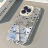 Graffiti Blue Lines Little Dog Cat Mirror Case For iPhone 17 Pro Max Case 7 8 15 14 16 Plus 13 12 11 Pro X XS XR 16E 17Air Cover