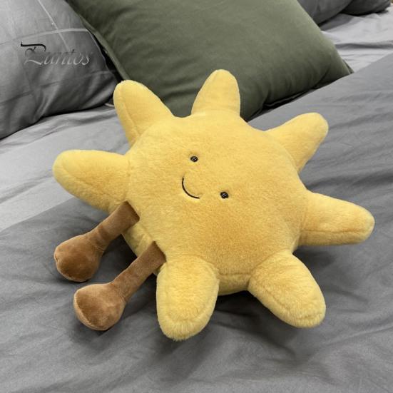 Måne Sol Pude Tegneserie Stil Elastisk Fuld Fyld Plys Gennemfyldt Legetøj Sofa Seng Sofa Dekoration Ledsager Kontor Hvilepude Bil Sæde Pude