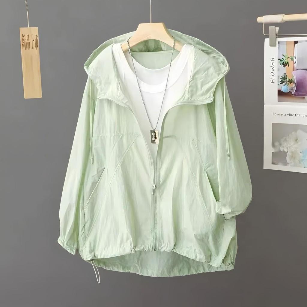 Women Summer Sun-Protective Clothing Coat Thin Outerwear Short Versatile Sunscreens Jacket Female Loose Simple Overcoat