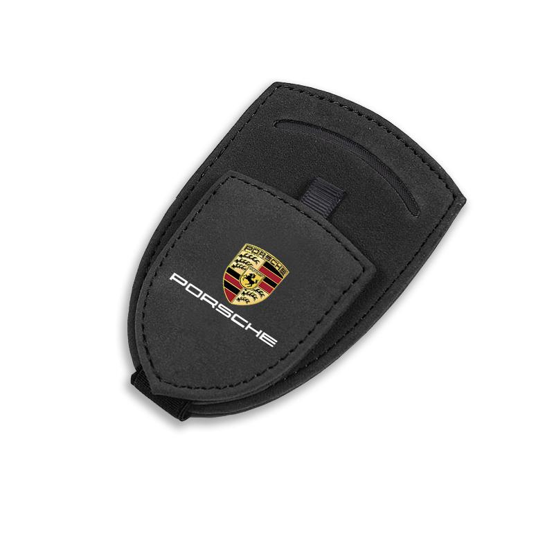 

Car Sun Visor Glasses Box Sunglasses Clip Card Ticket Holder For Porsche Cayenne Panamera Macan 911 718 Taycan Boxster Cayman