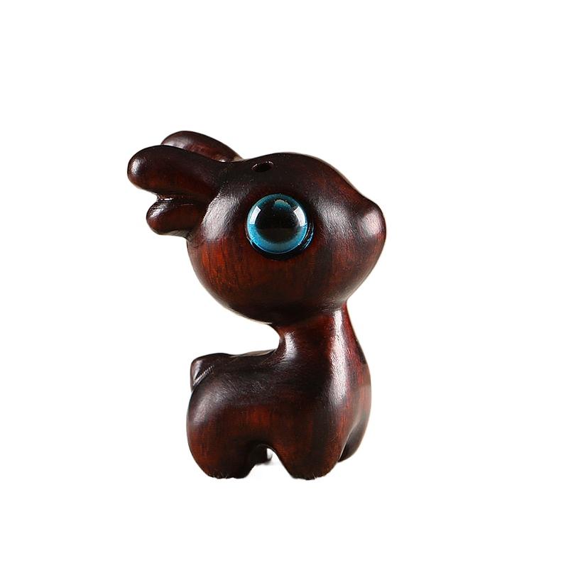Sandalwood Deer Car Keychain, Pendant, Couple Phone Pendant, USB Disk Chain Hanger, Gift