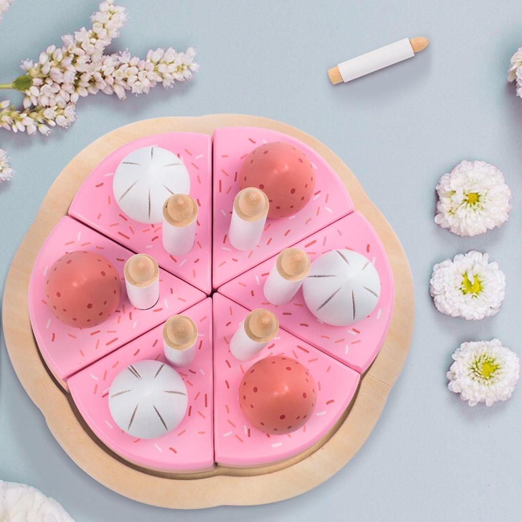 Play Food Two-Layer Pretend Birthday Cake Toy Hand-Eye Coordination for Toddlers