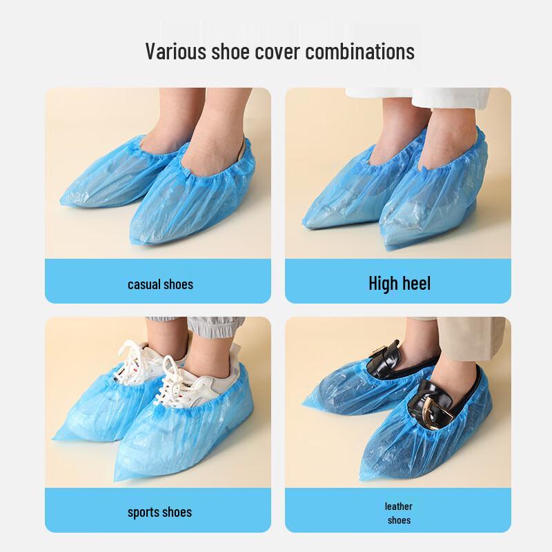 Disposable Plastic Shoe Covers, 100 Count
