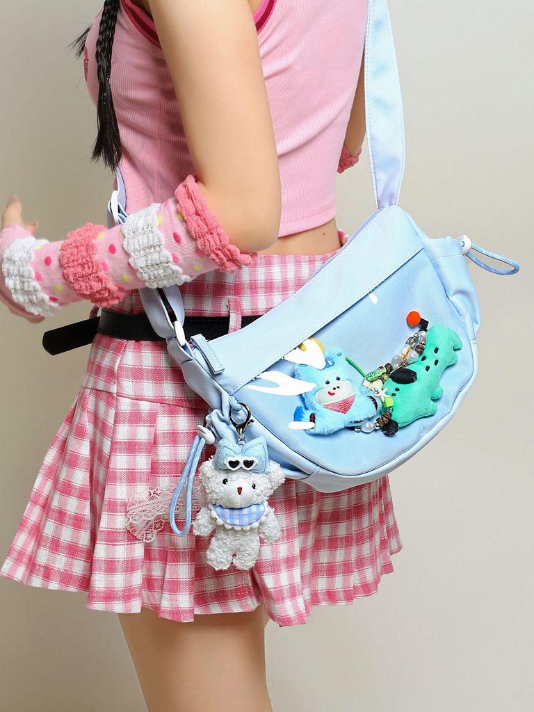 2026 Lightweight Nylon Dumpling Crossbody - Women’s Water-Repellent PVC Transparent Sports Bag with Dopamine Colors.