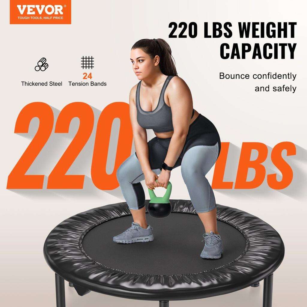 36" Foldable Mini Fitness Trampoline Adults Indoor Exercise Rebounder