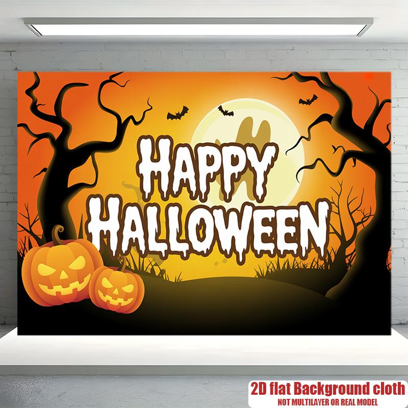 Party Backdrop Halloween Moon Flat Witch Pumpkin Photo Booth Background Party Decor