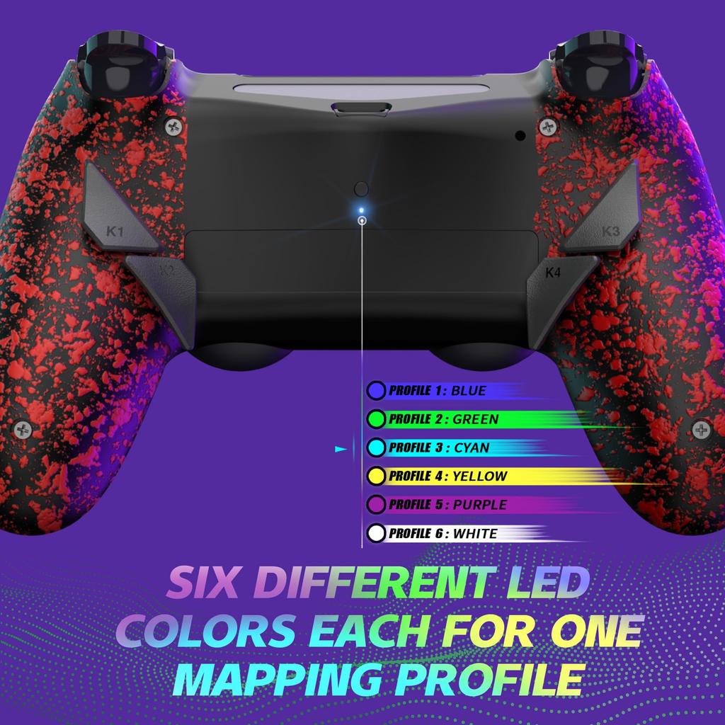 eXtremeRate Dawn Version Remap Kit for PS4 Slim Pro Controller with 6 Customizable Mapping Redesigned Textured Back Shell and 4 Back Buttons