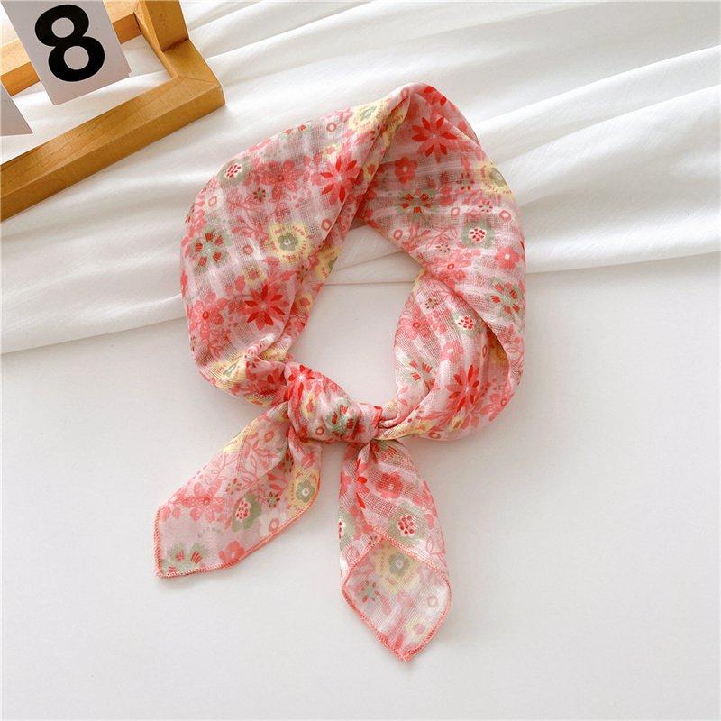 All-Match Fashionable Spring Autumn Silk Scarf Band Decorative Scarf Elegant Scarf Hair Korean-Style Square Towel Women's Cotton Linen Small