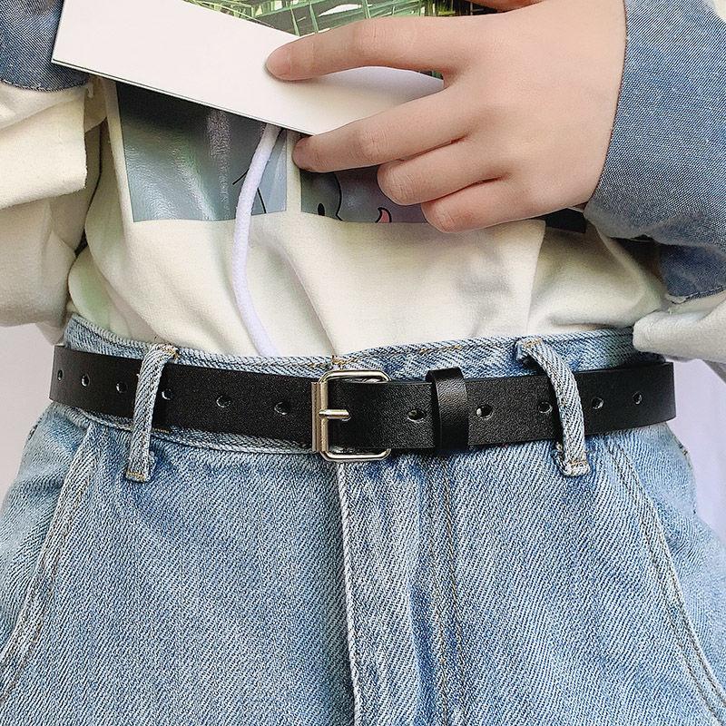 Black Pu Classic Belt For Women With Versatile No Hole Design Ideal For Any Attire Casual