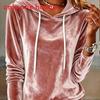 Silk Velvet Hoodie With Drawstring Hood For Womens Casual Autumn Winter Wear
