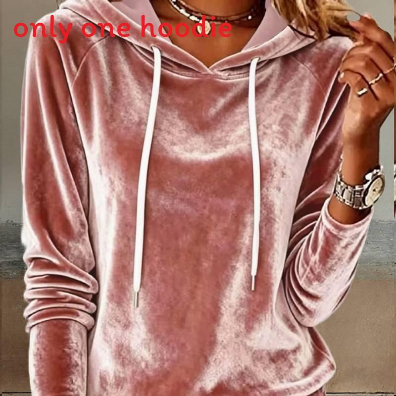 Silk Velvet Hoodie With Drawstring Hood For Womens Casual Autumn Winter Wear