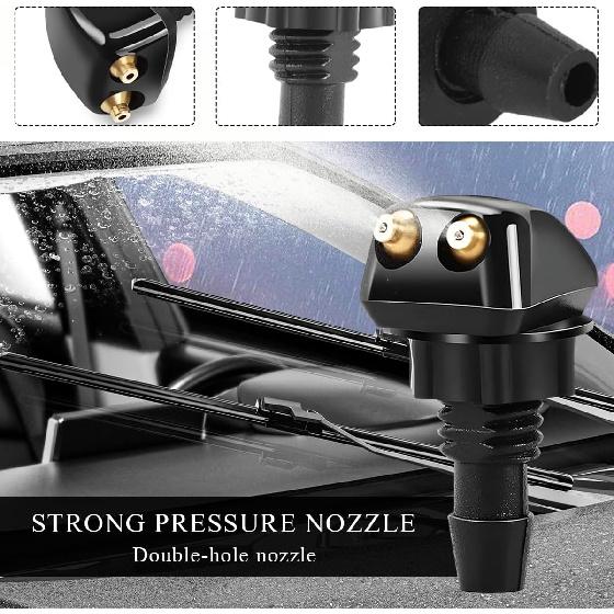 2 PCS Front Windshield Washer Nozzles, Windshield Left Right Wiper Washer Nozzle Sprayers, Windshield Squirter Nozzle Replacement for Most Cars SUVs