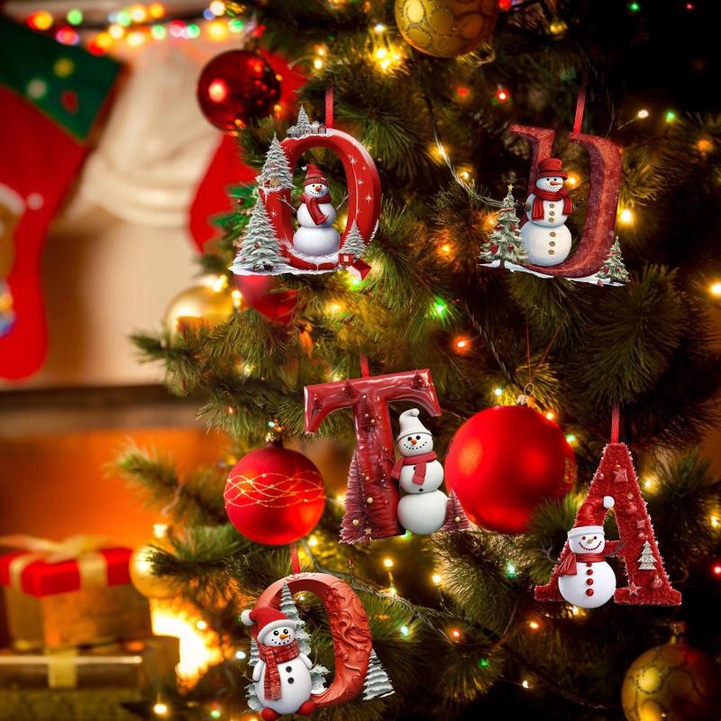 1Pcs Navidad Gift 26 Letters Acrylic Pendant For Christmas Tree Personalized Xmas Decoration Holiday Home Ornaments