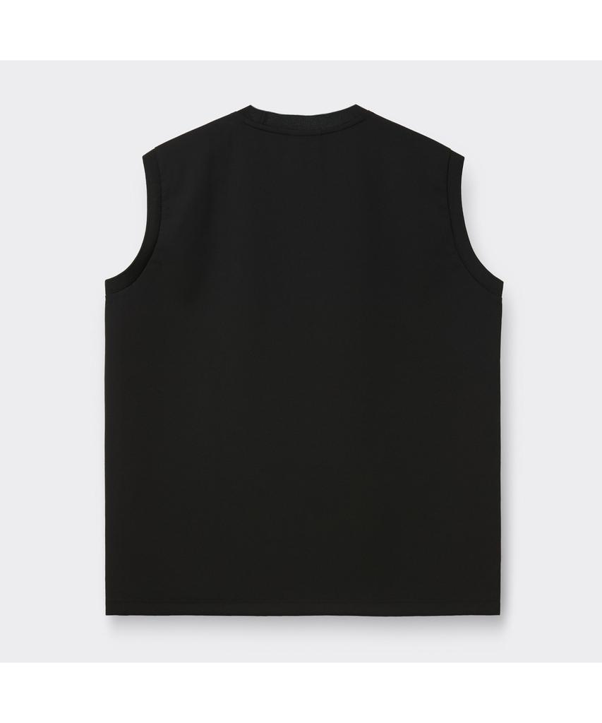 Keoseuuteommellou Black Woven Sleeveless T-Shirt Cwtam26611Bkx