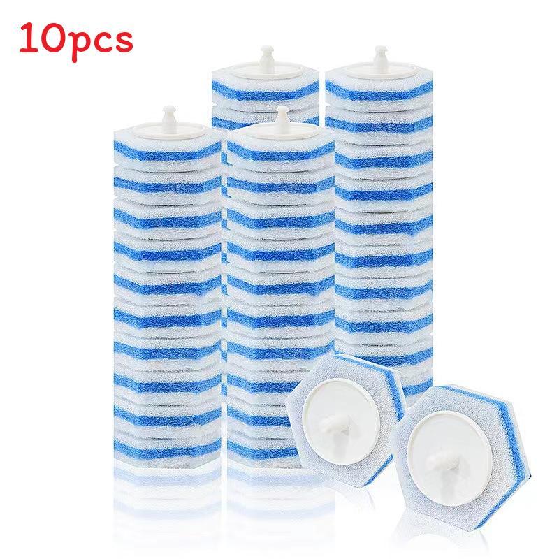 Disposable Toilet Brush Replacement Head With Sponge And Fiber For Bathroom Cleaning синий