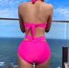 Bikini Triangle Stylish Top and Bottom Set for Hot Springs and Beaches Rose [ZIMUYLOP] Women's 2-Piece Set, Separates, Wire-Free, Ruffled, (JP,
