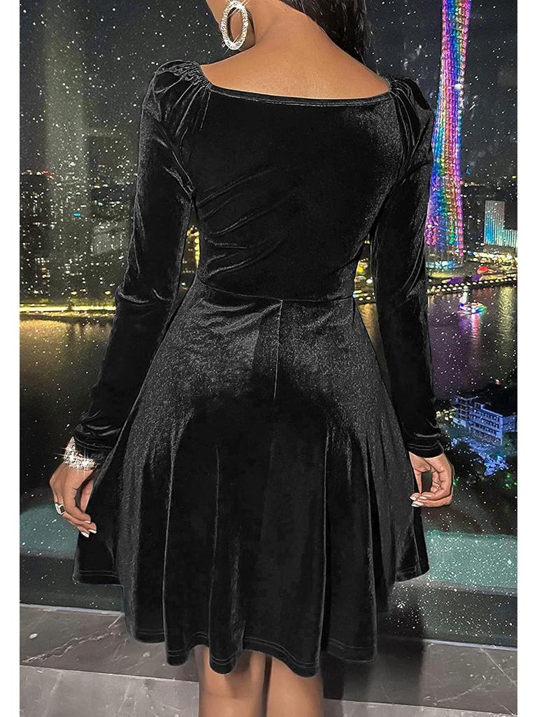 Rochie europeană și americană de damă cu mânecă lungă și gât în V pentru primăvară, toamnă și Crăciun