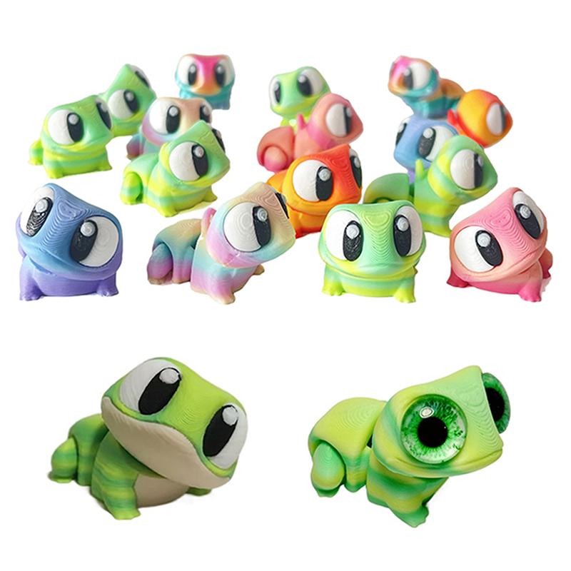 3D-gedruckter mehrgelenkiger Frosch Cartoon Friedhof Frosch Posenfähig Großäugiger Frosch Deko Statue Desktop Dekoration Ornament Mini Geschenk