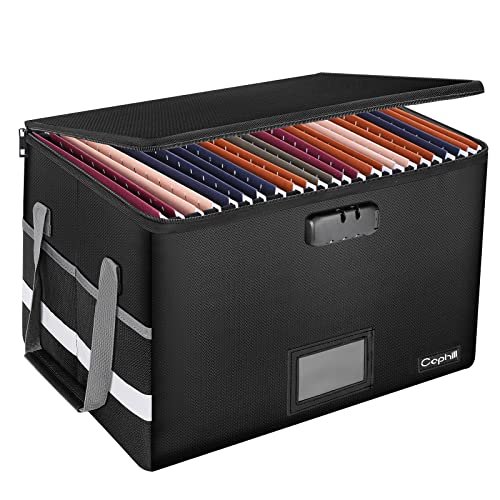 

Caphill Fireproof Document Storage Box with Lock, Waterproof, Emergency Supplies, Document Storage Case, File Box, Simple Safe, Valuables Storage, Fir
