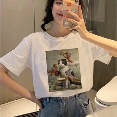 Katze Kawaii Harajuku T-Shirt Frauen lustige Cartoon Grunge T-Shirt ästhetische Ullzang koreanischen Stil Tshir