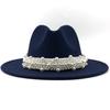 Modern Design  Wool Felt Wide Brim Flat Top Hat Formal Fashion Women Fedora Hat