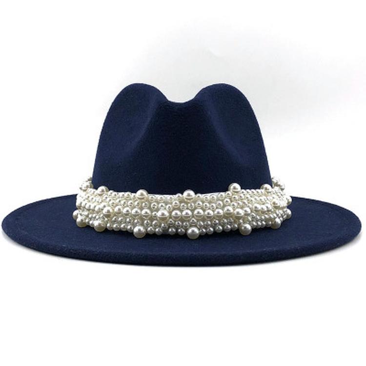 Modern Design Wool Felt Wide Brim Flat Top Hat Formal Fashion Women Fedora Hat