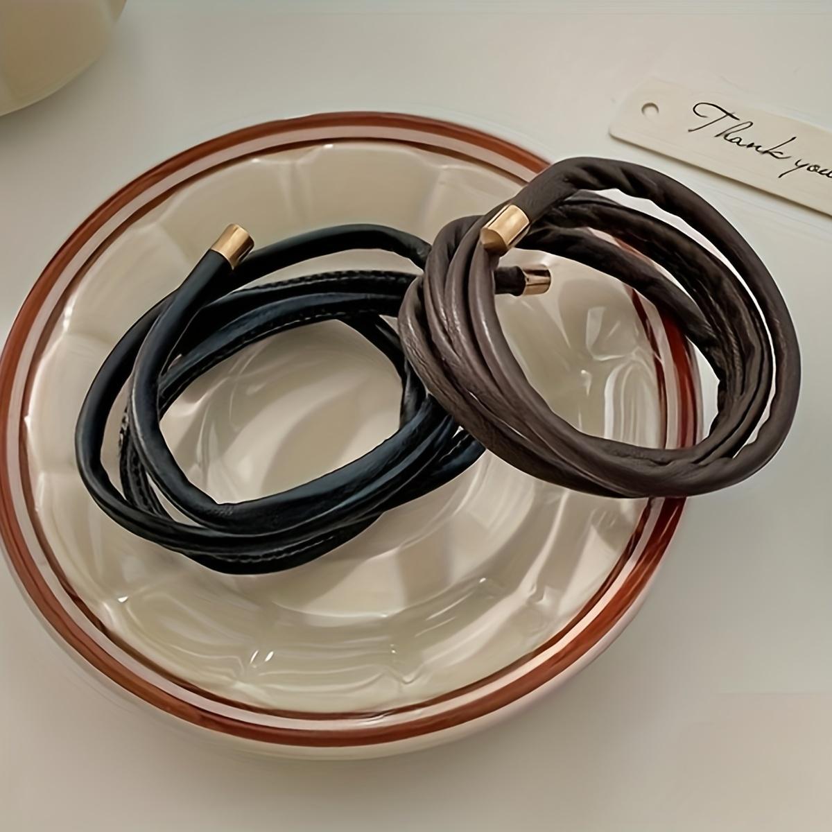 

Модный набор заколок для волос «конский хвост» из 2 предметов из искусственной кожи, украшение для волос «конский хвост», аксессуары для волос черного и коричневого цвета