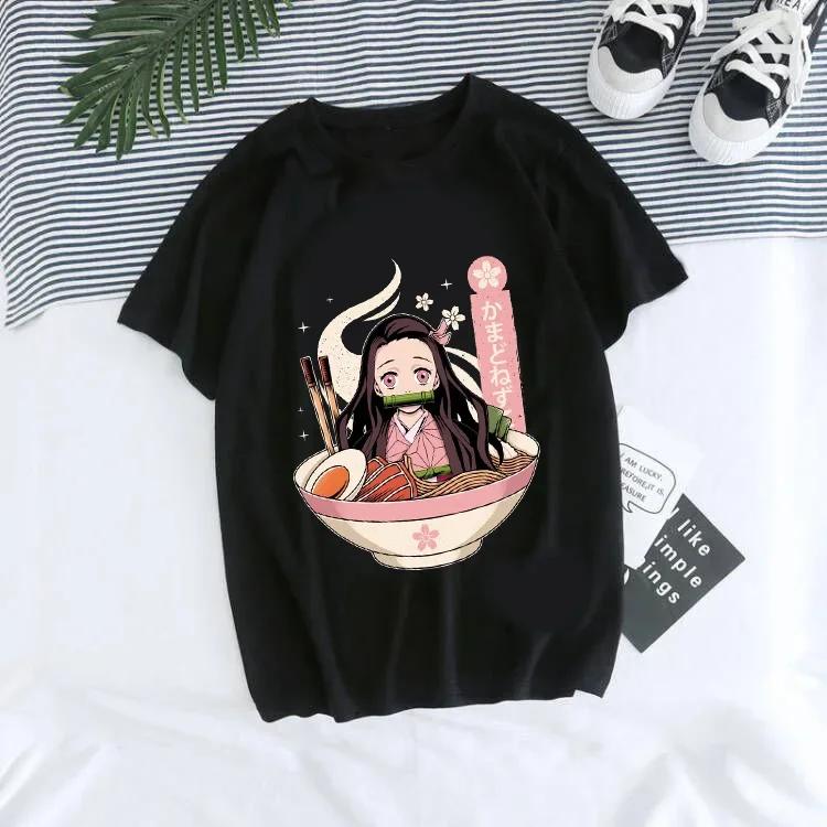 Japanisches Anime Demon Slayer T-Shirt für Damen Kimetsu No Yaiba Nezuko T-Shirt Weiblich Tanjirou Kamado Grafik y2k Kleidung Oberteile