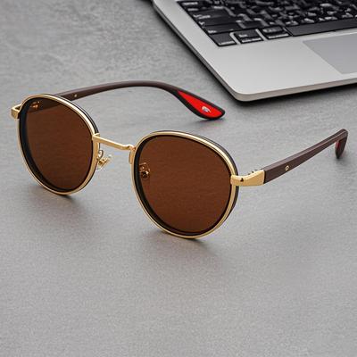 Summer New Retro Gold Rimmed Circular Sunglasses Neutral Fashionable Personalized Street Photography Uv400 Resistant Sunglasses