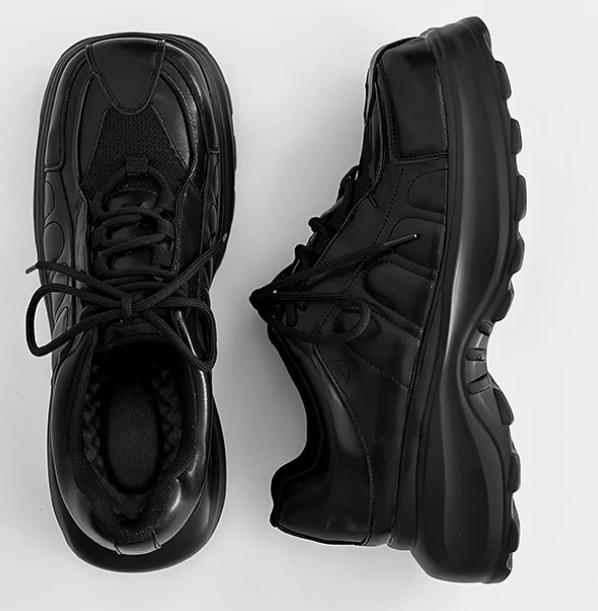 

Оригинальные нишевые кроссовки на толстой подошве из коровьей кожи, мужские ретро кроссовки для увеличения роста, квадратный носок, спортивная обувь, подошва-маффин, широкий носок, цветная кожа s 38